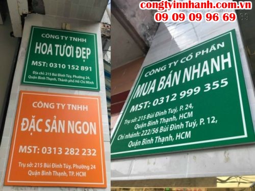 Công ty in nhanh nhận làm bảng tên công ty, bảng số nhà bằng in PP bồi formex