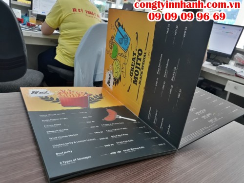 In menu trên các chất liệu giấy độc đáo